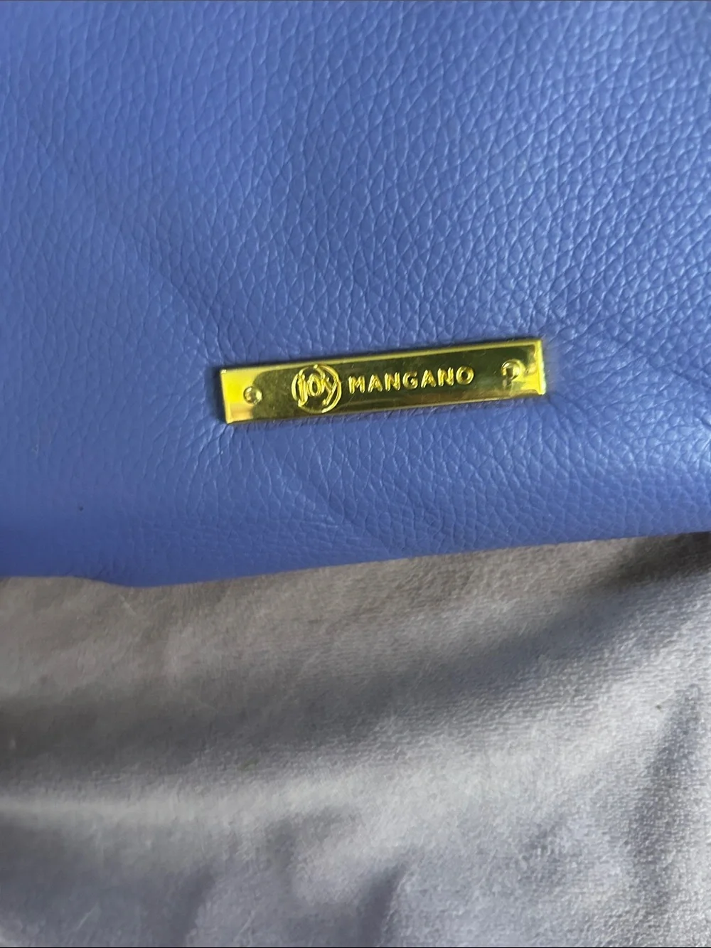 Joy Mangano Periwinkle Leather Wristlet with Zebra-Pattern Strap